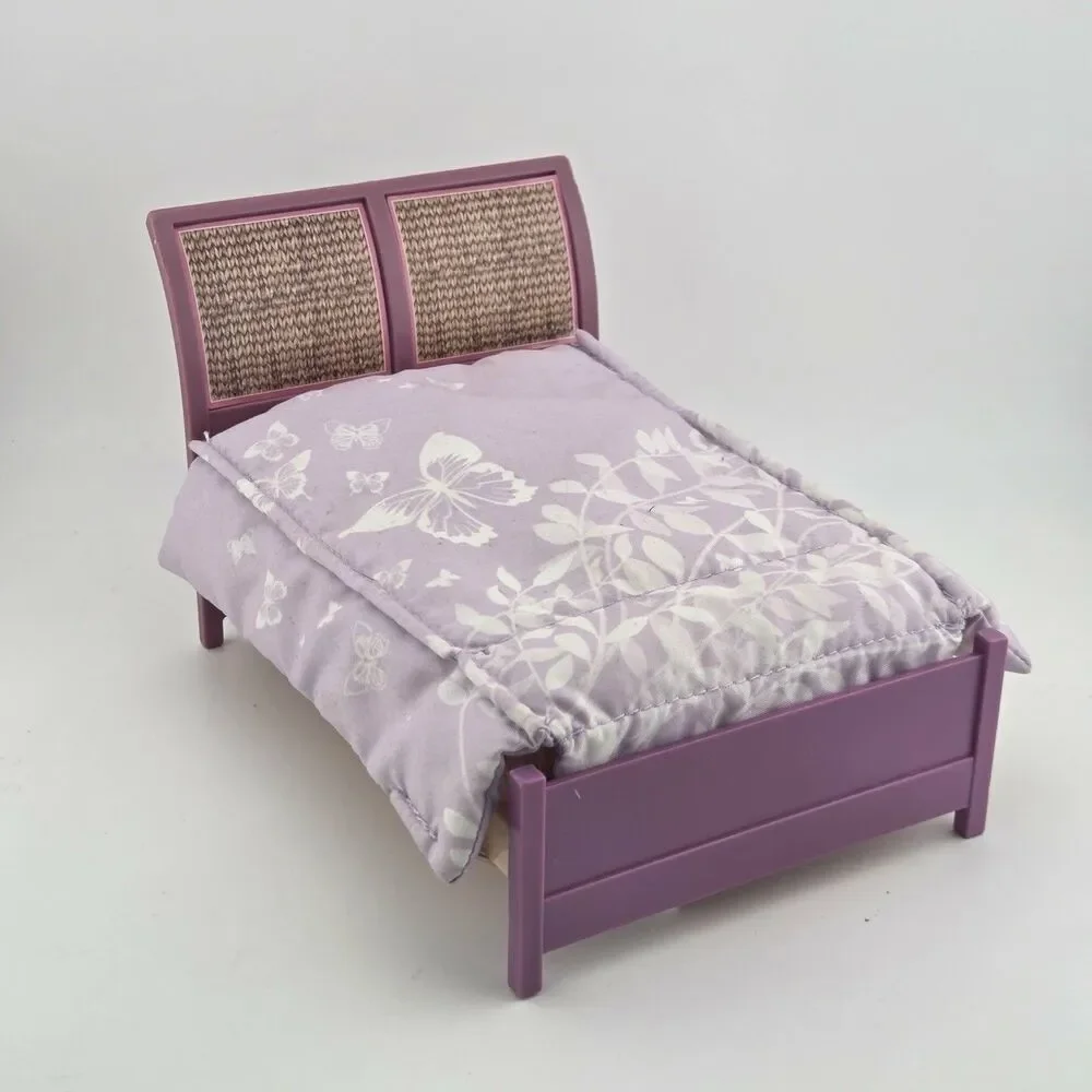 Fisher Price Loving Family Doll Bed Parent Bedroom 2011 Purple Butterfly